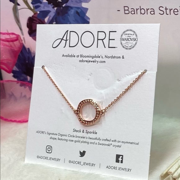 NWT ADORE ORGANIC CIRCLE BEADED SWAROVSKI CRYSTAL ROSE GOLD BRACELET - Picture 7 of 12